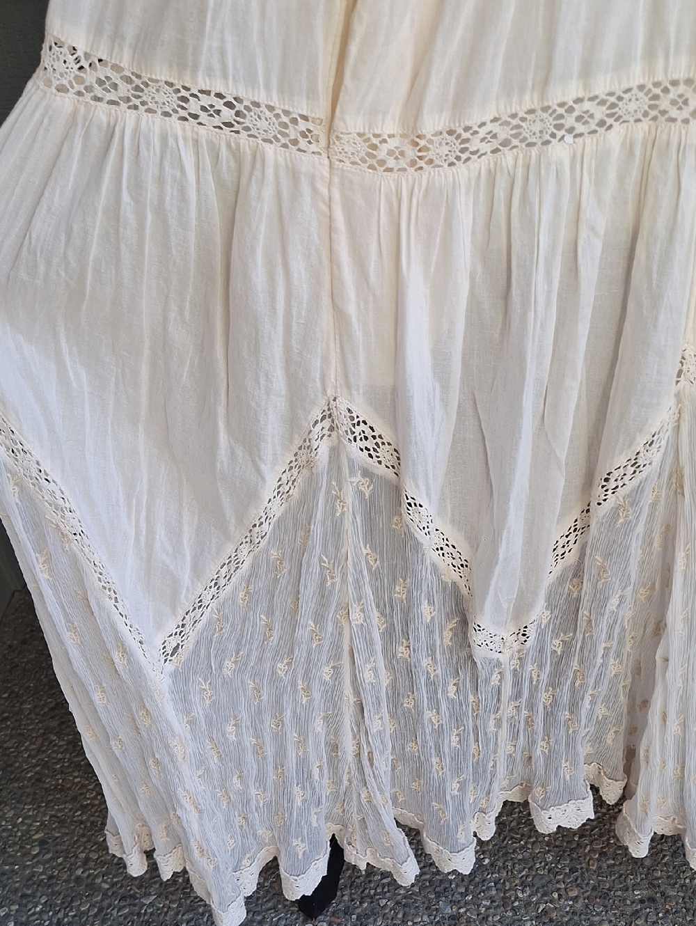 Free People Trails End Lace Crochet Vintage Overall Maxi Dress Skirtall XL - Picture 8 of 15
